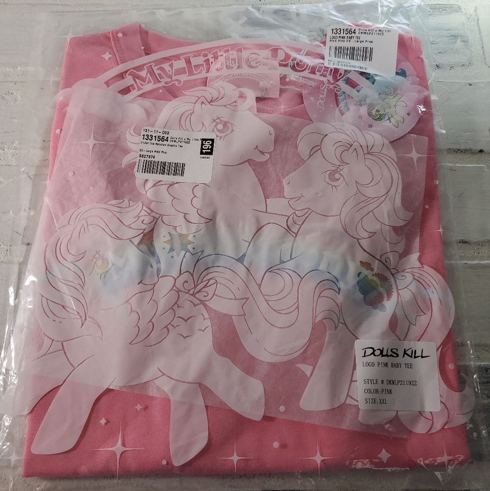 NWT My Little Pony "Under the Rainbow" Pink Baby Tee Size: XXL
